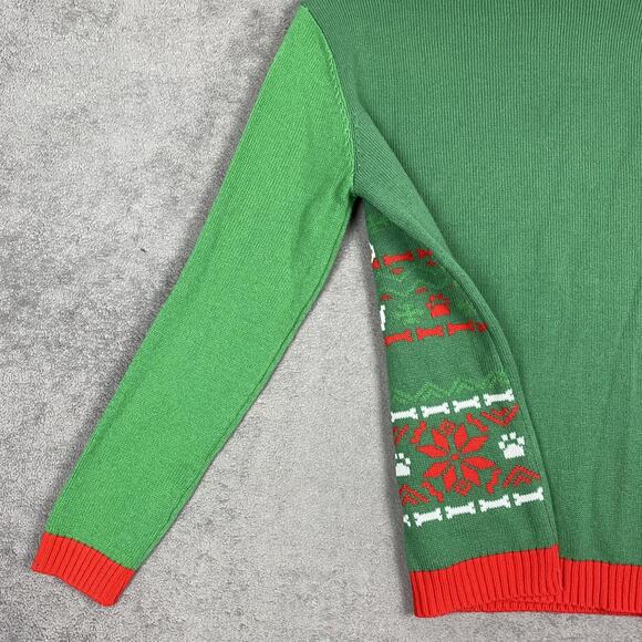 Norther Pole Sweater Mens Large Green Dachshund Through The Snow Ugly Christmas - Picture 8 of 13